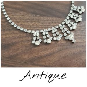 {2xHP} Circa 1920 Rhinestone and Silver Choker
